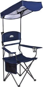 Outdoor Sun Shade Folding Camp Chair SPF 50+ Sun Protection Patio Camping Chair Navy Blue