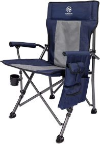 Outdoor Folding Camping Chair High Back Padded Lawn Chair for Camping Hiking, Navy Blue