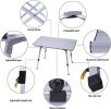 Bosonshop Portable Folding Aluminum Camping Picnic Table, Adjustable Height Compact Outdoor Table with Carry Bag, Silver