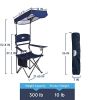 Outdoor Sun Shade Folding Camp Chair SPF 50+ Sun Protection Patio Camping Chair Navy Blue
