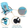 Outdoor Beach Chair Camping Folding Chair for Adults with Cup Holder & Cooler Bag Low Reclining Back Low Seat Beach Chair