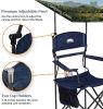 Outdoor Sun Shade Folding Camp Chair SPF 50+ Sun Protection Patio Camping Chair Navy Blue