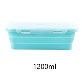 Foldable Silicone Lunch Box Microwaveable Bento Box Fruit Preservation Box Picnic Portable Lunch Box (size: 1200ml)