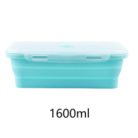 Foldable Silicone Lunch Box Microwaveable Bento Box Fruit Preservation Box Picnic Portable Lunch Box (size: 1600ml)