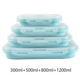 Foldable Silicone Lunch Box Microwaveable Bento Box Fruit Preservation Box Picnic Portable Lunch Box (size: 300ml+500ml+800ml+1200ml)