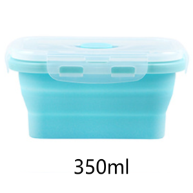 Foldable Silicone Lunch Box Microwaveable Bento Box Fruit Preservation Box Picnic Portable Lunch Box (size: 350ml)