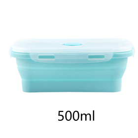 Foldable Silicone Lunch Box Microwaveable Bento Box Fruit Preservation Box Picnic Portable Lunch Box (size: 500ml)