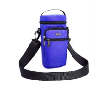 Pouch Bag Sports Water Bottles Tactical Molle Water Bottle Pouch Military Drawstring Water Bottle Holder Mesh Water Bottle Carrier (Color: Blue)