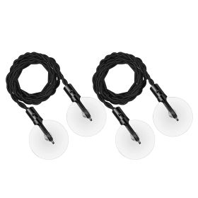 Travel clothesline Portable retractable clothesline camping accessories with hooks and suction cups (colour: Black (2 sets))