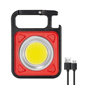 Multi-function Mini LED Work Light COB LED Flashlight Outdoor USB Rechargeable Keychain Lighting Torch Outdoor Camping Light (Ships From: China, Emitting Color: Red LED)