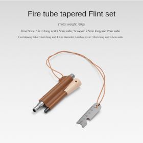 Outdoor flame blowing tube flint suit camping retractable stainless steel 5-section flame blowing tube solid magnesium rod spark rod (colour: Tapered suit)