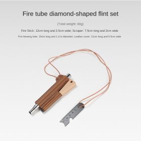 Outdoor flame blowing tube flint suit camping retractable stainless steel 5-section flame blowing tube solid magnesium rod spark rod (colour: Diamond suit)