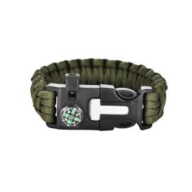 Factory stock seven core umbrella rope woven survival whistle flint large compass umbrella rope bracelet life saving bracelet (colour: Military green)