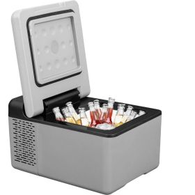 Camping Travel & Picnics Portable Car Refrigerator Mini Fridge Freezer (Capacity: 10 Quart, Color: Gray)