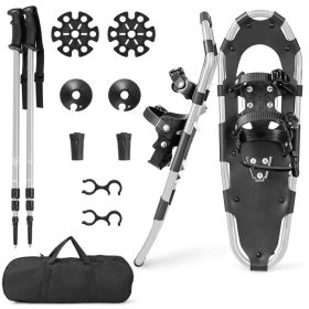Hiking Lightweight Terrain Snowshoes With Flexible Pivot System (Color: Black & Silver, size: 30 In)