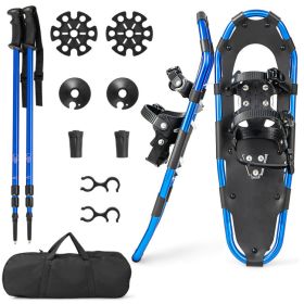 Hiking Lightweight Terrain Snowshoes With Flexible Pivot System (Color: Black & Blue, size: 21 In)