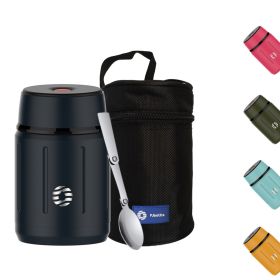 25oz Food Flask;  Office Outdoor Food Thermos;  750ML Portable Stainless Steel Food Soup Containers;  Vacuum Insulated Food Flasks Thermocup (Color: Black)