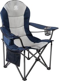 Patio Garden Chair Outdoor Camping Chair Foldable Padded Armchairs,Blue+Grey (Color: Blue+Grey)