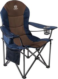 Patio Garden Chair Outdoor Camping Chair Foldable Padded Armchairs,Blue+Grey (Color: Blue+Brown)