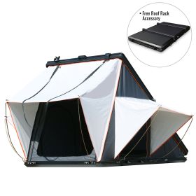 Trustmade Triangle Aluminium Black Hard Shell Grey Rooftop Tent Scout Pro Series (Color: Black+Grey with Rack)