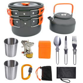 Portable Folding Cookware Set For Outdoor Barbecue Camping Trip Cookware (Color: As pic show, Style: C-O)