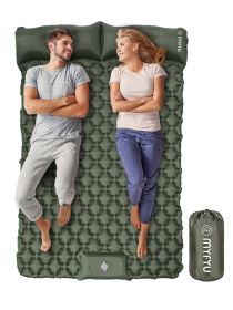 MYFYU Sleeping Pad for Camping 2 Person; Foot Press Inflatable Tents for Camping with Pillow;  Waterproof Air Mattress Camping for Backpacking Traveli (Color: Military Green)