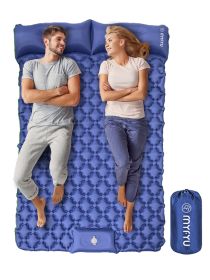 MYFYU Sleeping Pad for Camping 2 Person; Foot Press Inflatable Tents for Camping with Pillow;  Waterproof Air Mattress Camping for Backpacking Traveli (Color: Navy Blue)