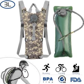 Tactical Hydration Pack 3L Water Bladder Adjustable Water Drink Backpack (Color: ACU, size: 3L)