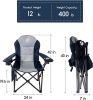 Patio Garden Chair Outdoor Camping Chair Foldable Padded Armchairs,Blue+Grey